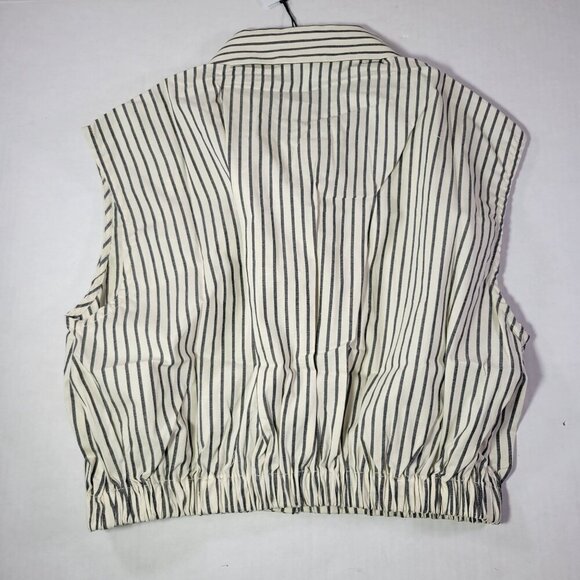 WeWoreWhat Striped Cropped Casual Button-Up Collared Shirt Size Small - Picture 9 of 9